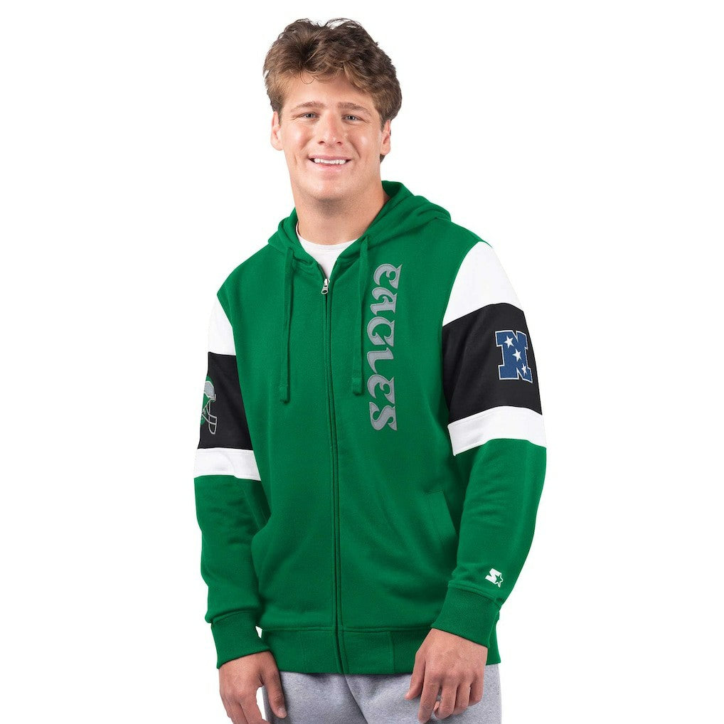 Philadelphia Eagles Starter Extreme Vintage Logo Full-Zip Hoodie - Kelly Green Hoodies