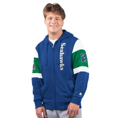 Seattle Seahawks Starter Extreme Vintage Logo Full-Zip Hoodie - Royal Hoodies