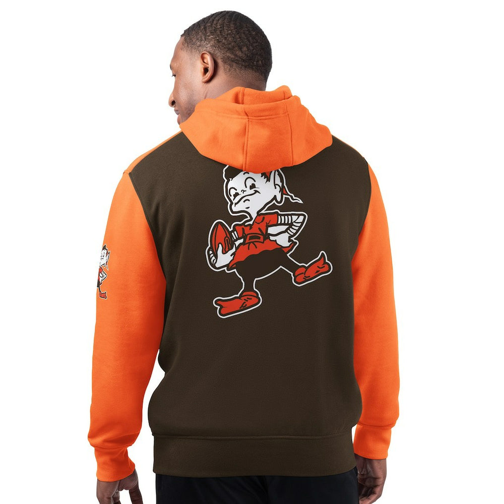 Cleveland Browns Starter Extreme Vintage Logo Pullover Hoodie - Brown Hoodies