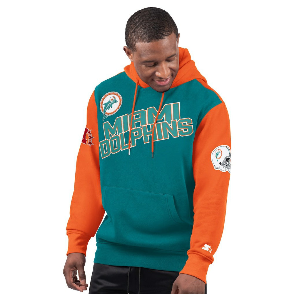 Miami Dolphins Starter Extreme Vintage Logo Pullover Hoodie - Aqua Hoodies