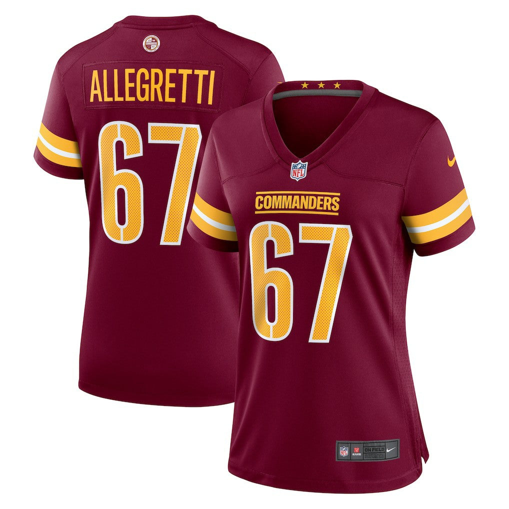 Nick Allegretti Washington Commanders Women's Game Jersey - Burgundy Jerseys