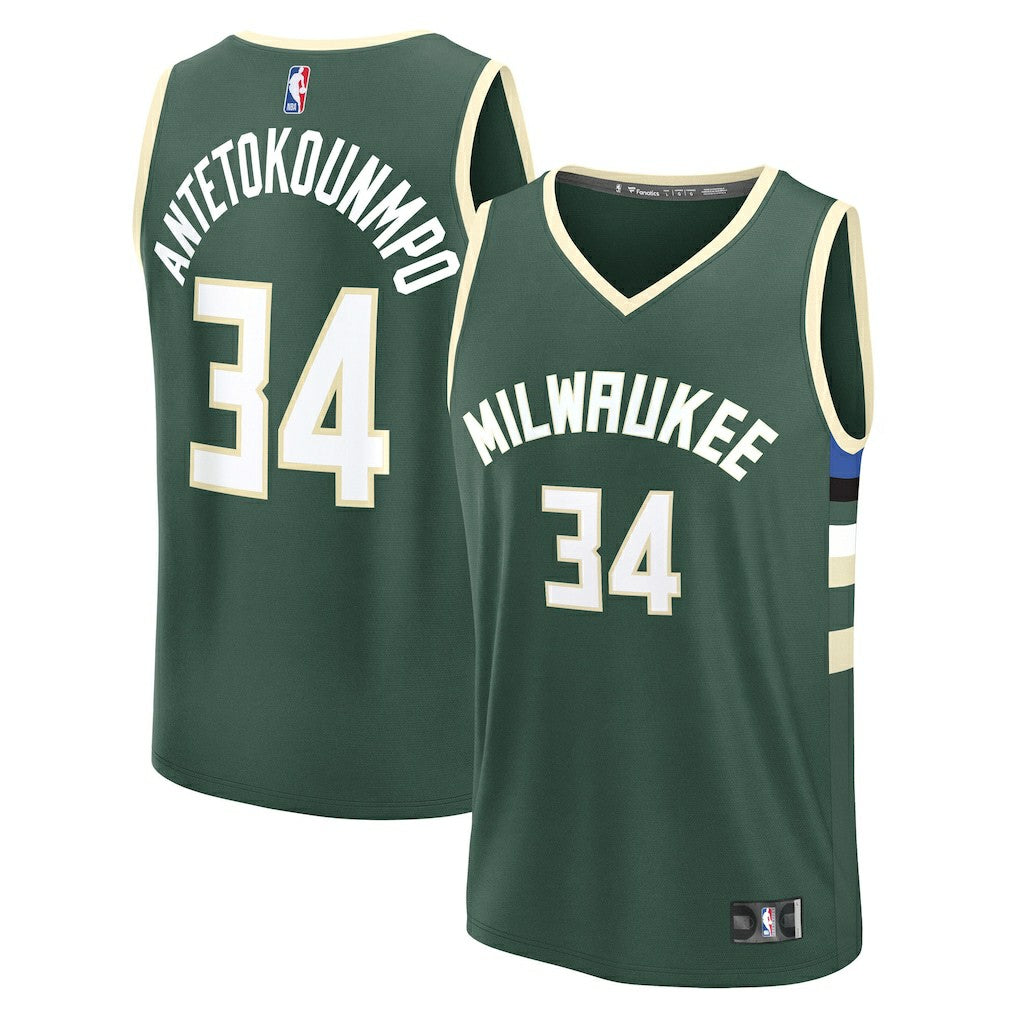 Giannis Antetokounmpo Milwaukee Bucks Fast Break Replica Player Jersey Icon Edition Hunter Green - Fanatics