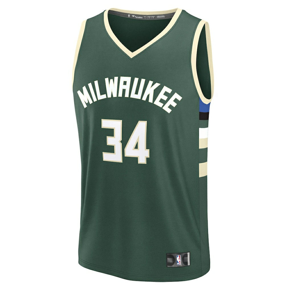 Giannis Antetokounmpo Milwaukee Bucks Fast Break Replica Player Jersey Icon Edition Hunter Green - Fanatics