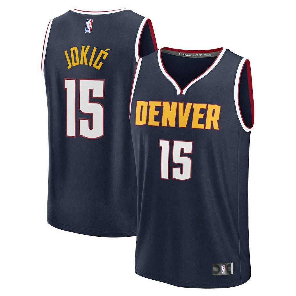 Nikola Jokic Denver Nuggets Fast Break Replica Player Jersey Icon Edition Navy - Fanatics