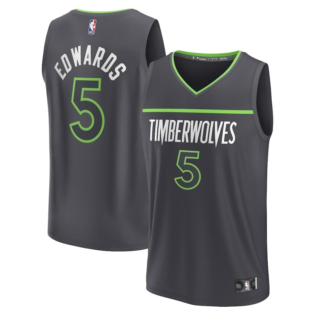 Anthony Edwards Minnesota Timberwolves Fast Break Replica Player Jersey Statement Edition Anthracite - Fanatics outlet