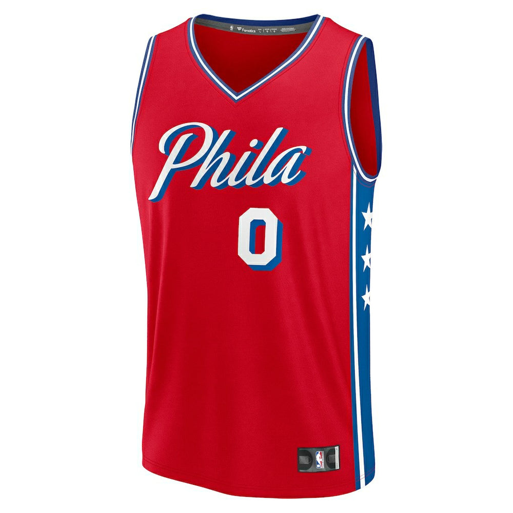 Tyrese Maxey Philadelphia 76ers Fast Break Replica Player Jersey Statement Edition Red - Fanatics