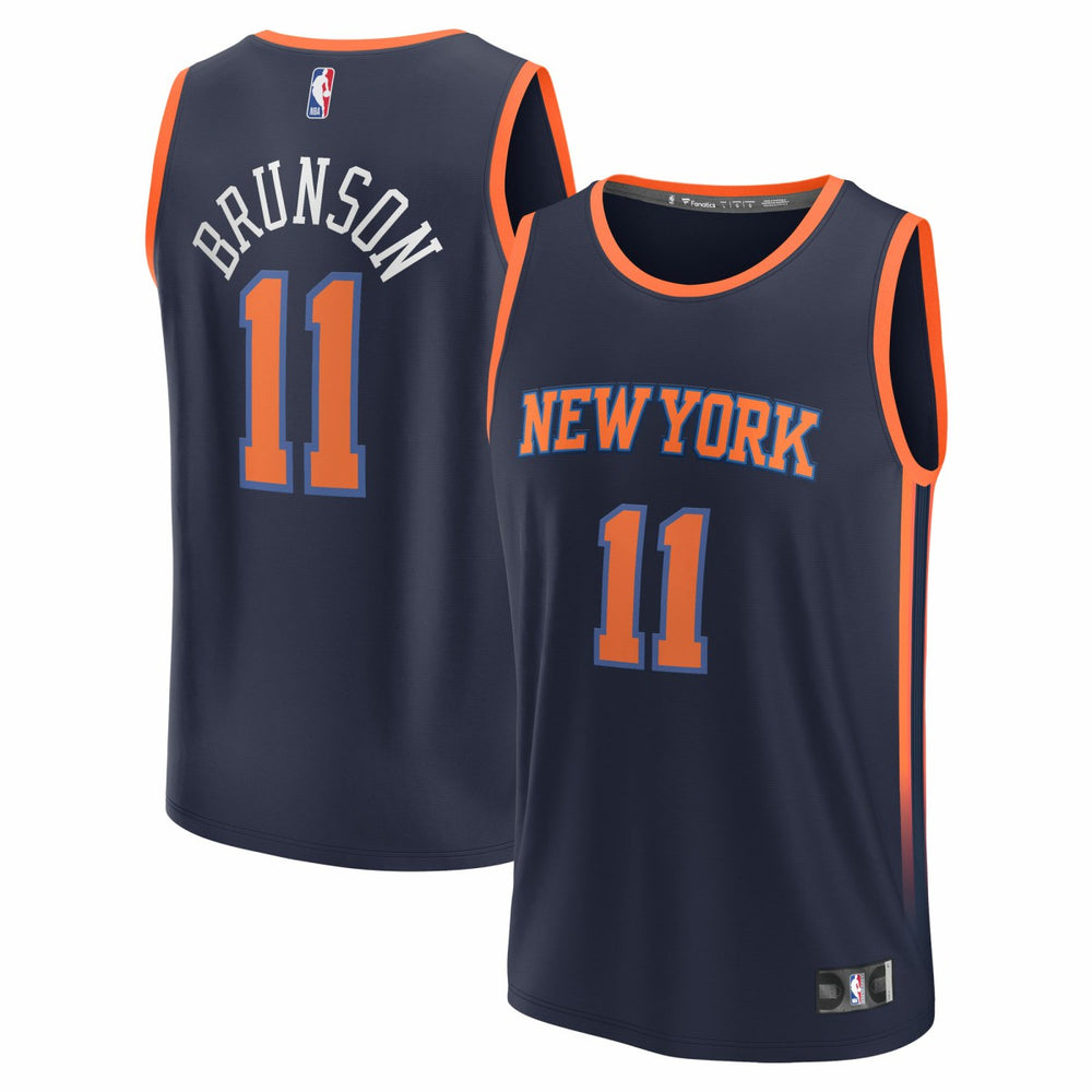 Jalen Brunson New York Knicks Fast Break Replica Player Jersey Statement Edition Navy - Fanatics