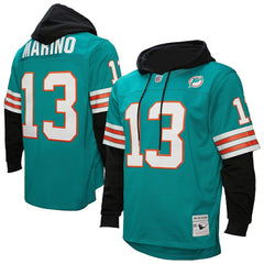 Dan Marino Miami Dolphins Player Name & Number Hoodie Legacy Jersey - Aqua Jerseys