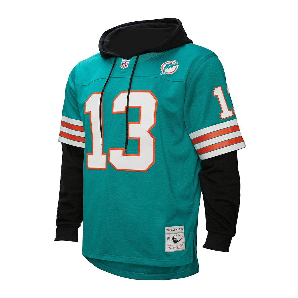 Dan Marino Miami Dolphins Player Name & Number Hoodie Legacy Jersey - Aqua Jerseys
