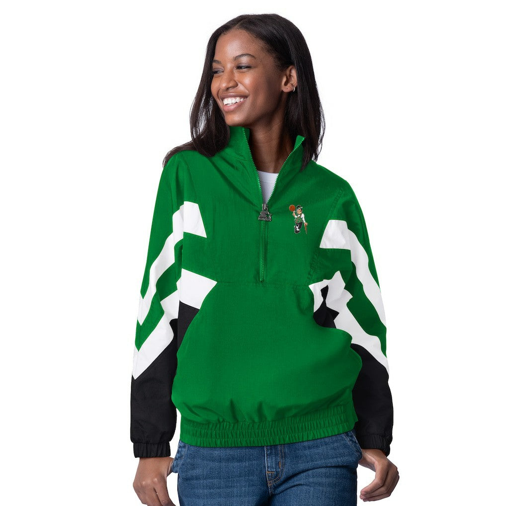 Boston Celtics Starter Women's Renegade Oxford Half-Zip Jacket Kelly Green outlet
