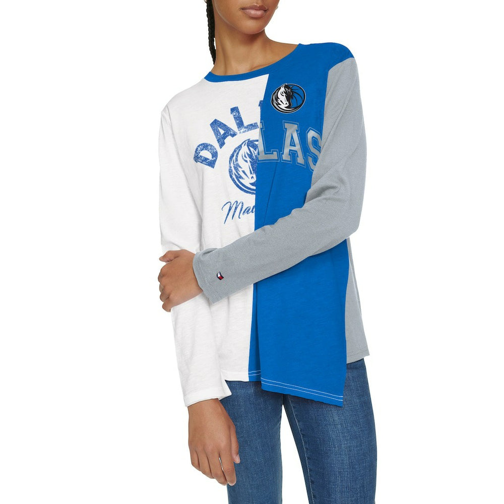 Dallas Mavericks Tommy Jeans Women's Amelia Color Blocked Long Sleeve T-Shirt White/Blue outlet