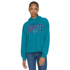Charlotte Hornets Tommy Jeans Women's Stella Cropped Pullover Hoodie Teal outlet