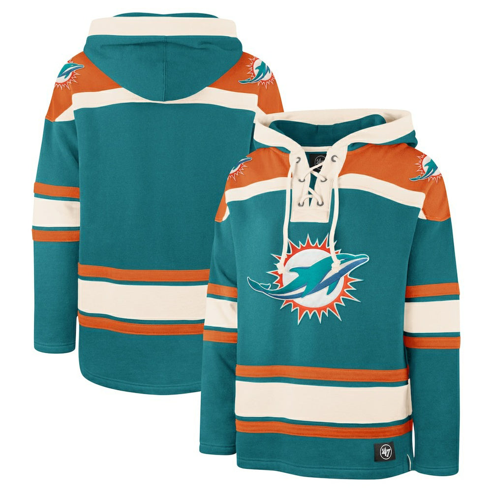 Miami Dolphins '47 Superior Lacer Pullover Hoodie - Aqua Hoodies
