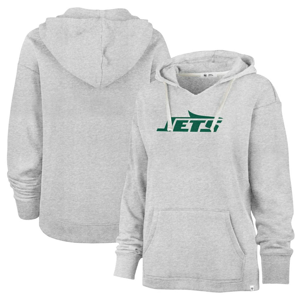 New York Jets '47 Women's Premier Kennedy V-Neck Pullover Hoodie - Gray Hoodies