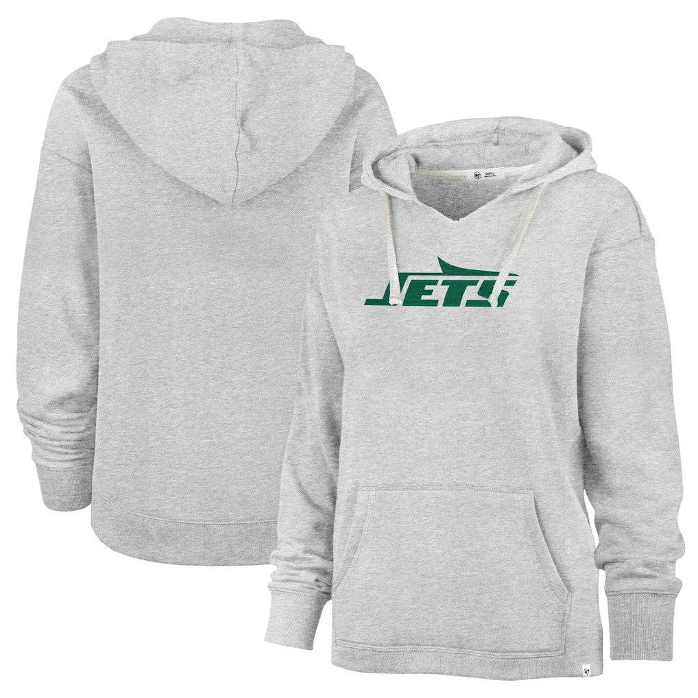 New York Jets '47 Women's Premier Kennedy V-Neck Pullover Hoodie - Gray Hoodies