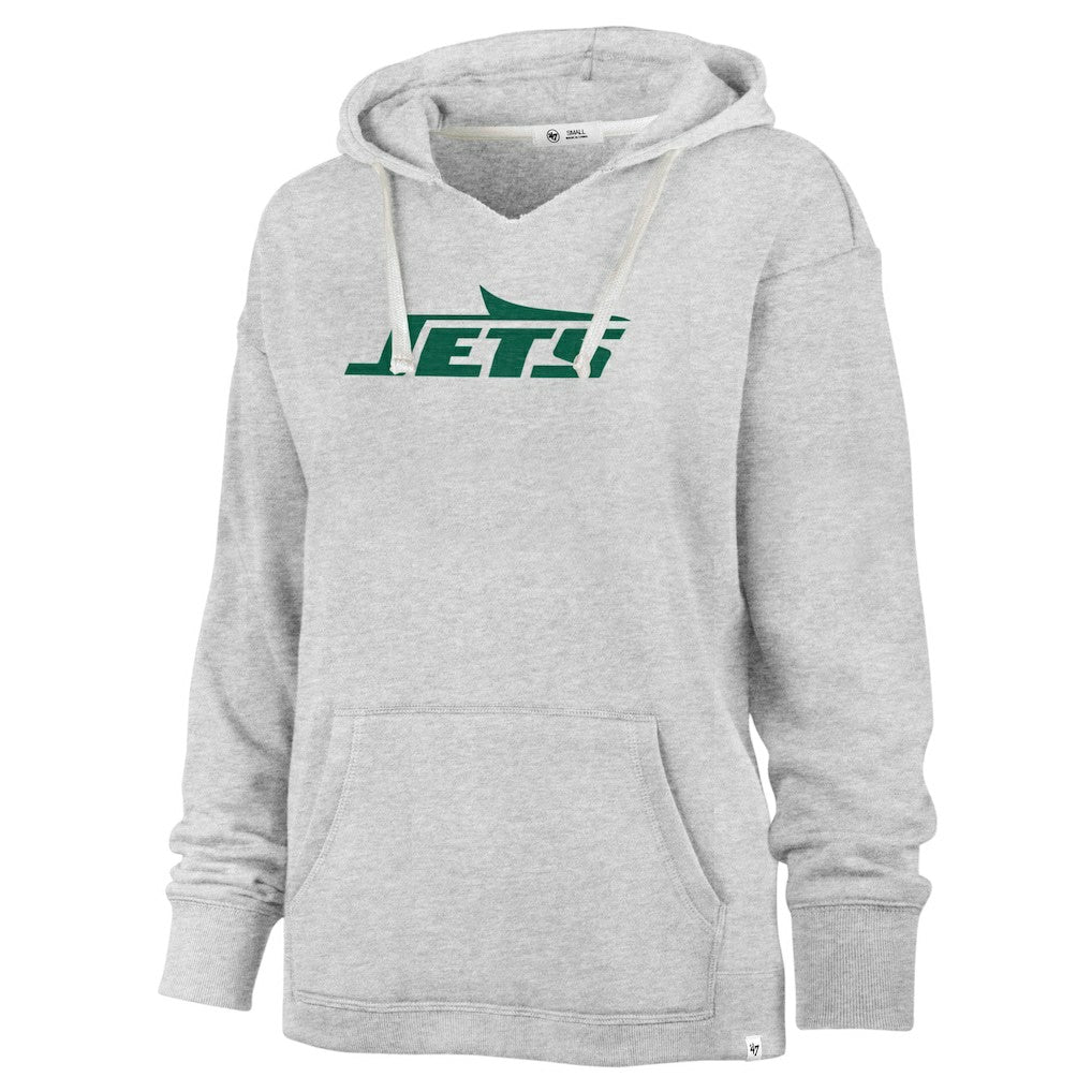 New York Jets '47 Women's Premier Kennedy V-Neck Pullover Hoodie - Gray Hoodies