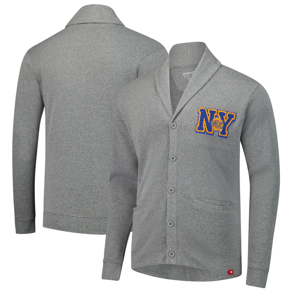 New York Knicks Sportiqe Unisex Henshaw Full-Button Cardigan Sweater Heather Gray
