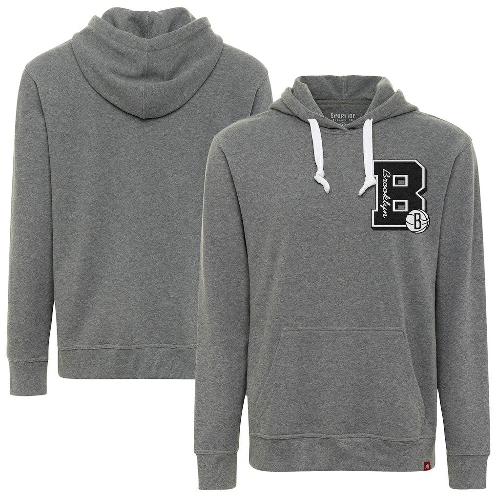 Brooklyn Nets Sportiqe Unisex Varsity Collection Blake Pullover Hoodie Heather Gray
