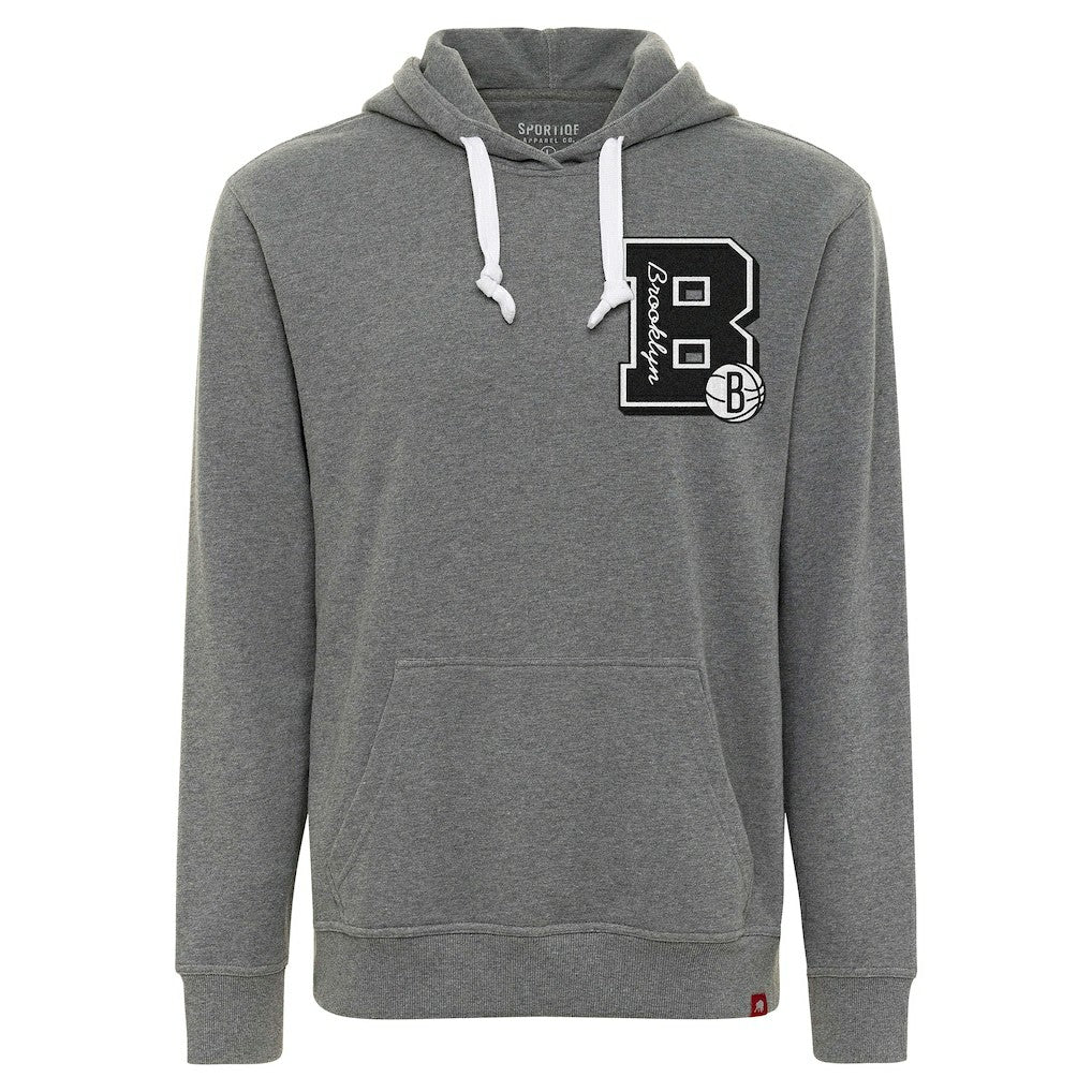 Brooklyn Nets Sportiqe Unisex Varsity Collection Blake Pullover Hoodie Heather Gray