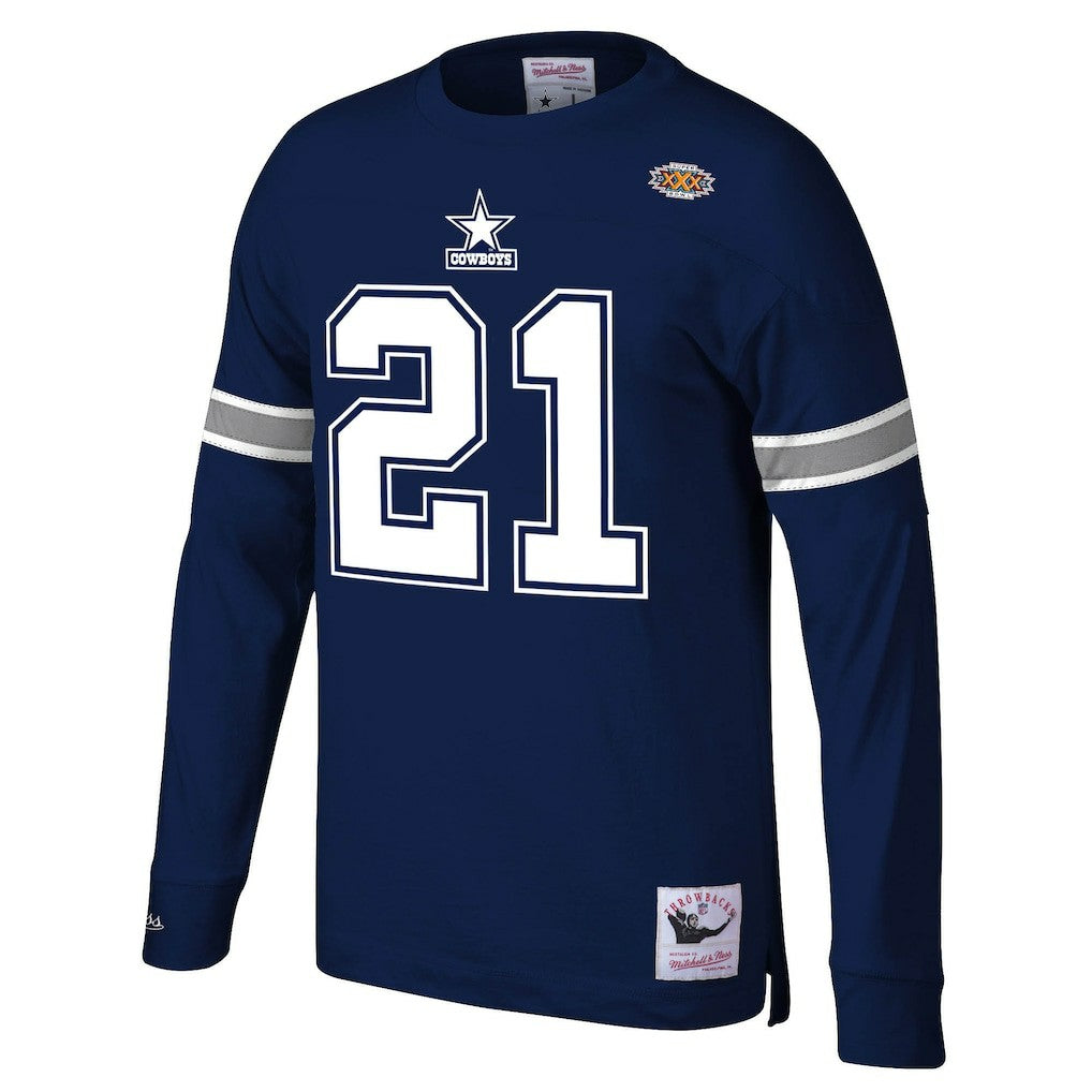 Deion Sanders Dallas Cowboys Retired Player Name & Number Long Sleeve Top - Navy Tops