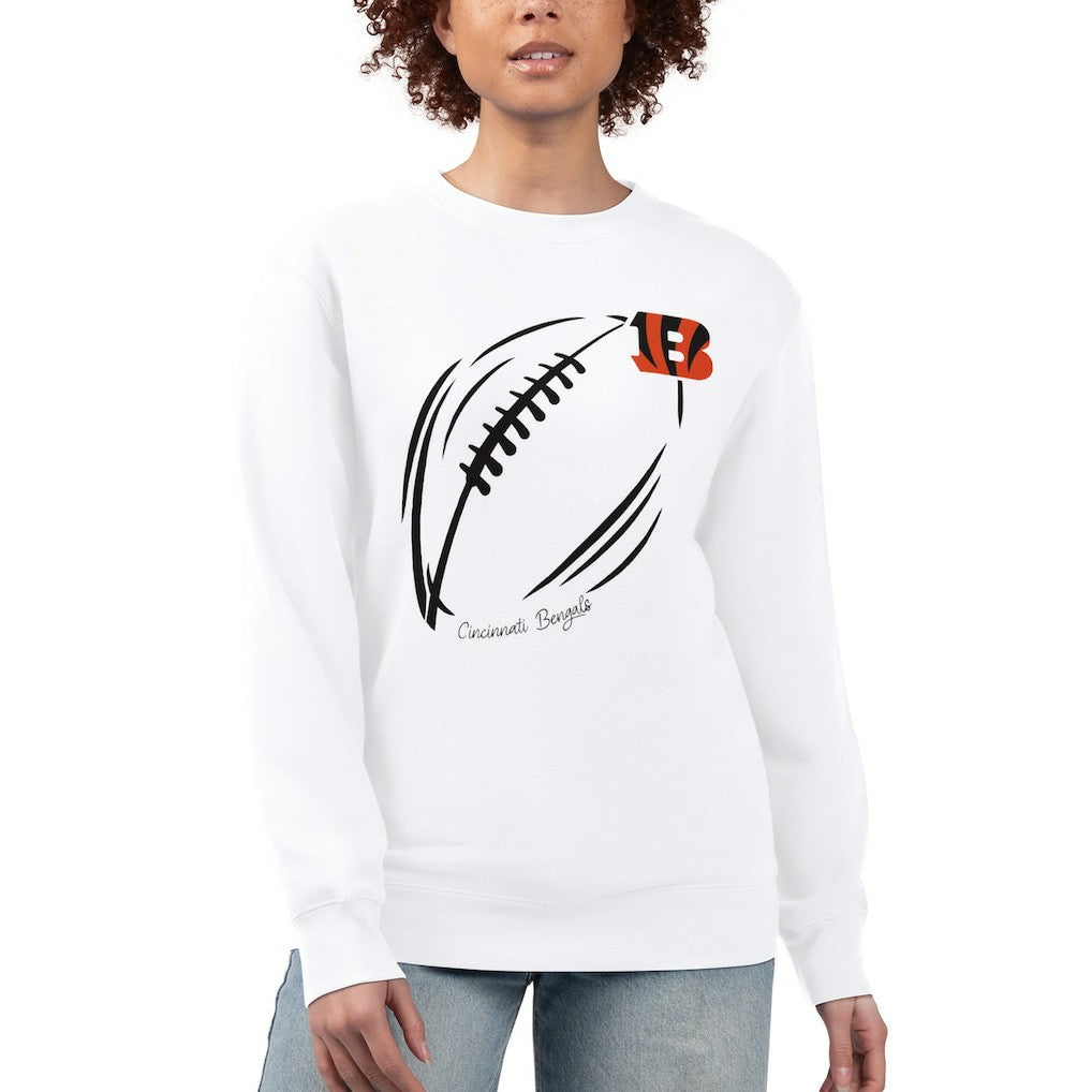 Cincinnati Bengals G-III 4Her by Carl Banks Women's Football Logo Graphic Fleece Tri-Blend Pullover Sweatshirt - White Pullover