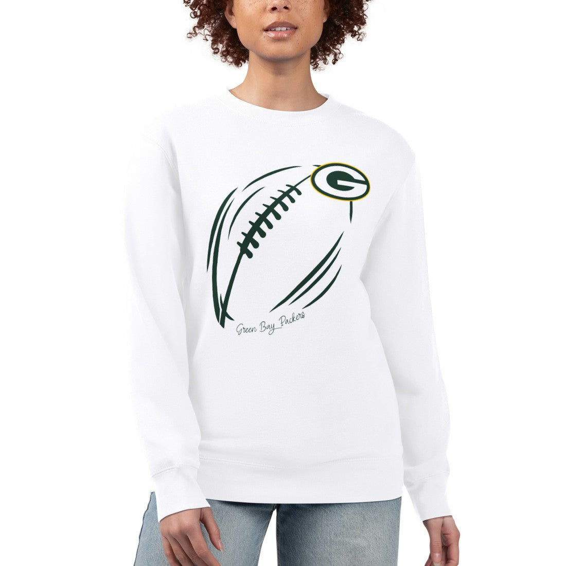 Green Bay Packers G-III 4Her by Carl Banks Women's Football Logo Graphic Fleece Tri-Blend Pullover Sweatshirt - White Pullover