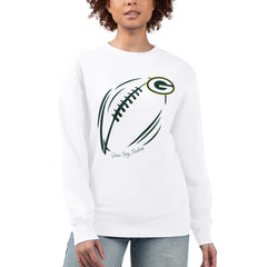 Green Bay Packers G-III 4Her by Carl Banks Women's Football Logo Graphic Fleece Tri-Blend Pullover Sweatshirt - White Pullover