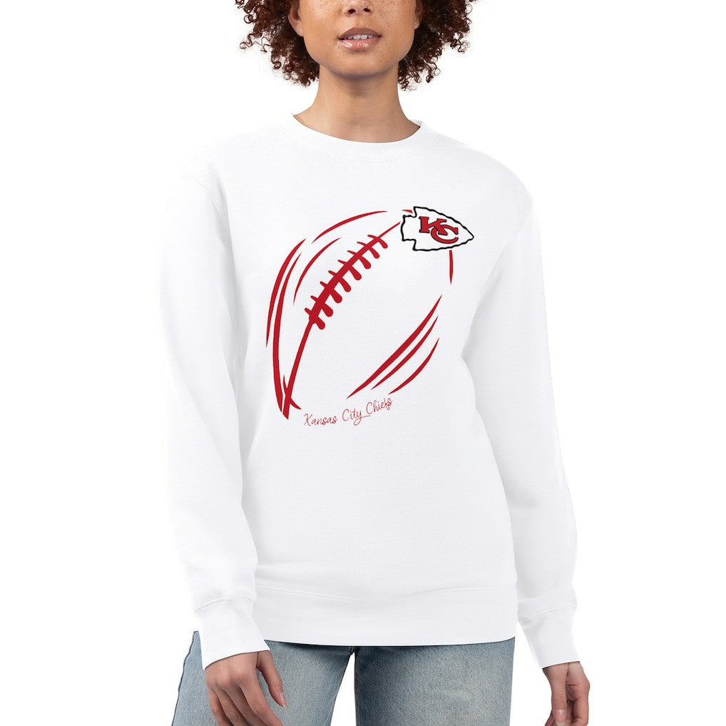 Kansas City Chiefs G-III 4Her by Carl Banks Women's Football Logo Graphic Fleece Tri-Blend Pullover Sweatshirt - White Pullover