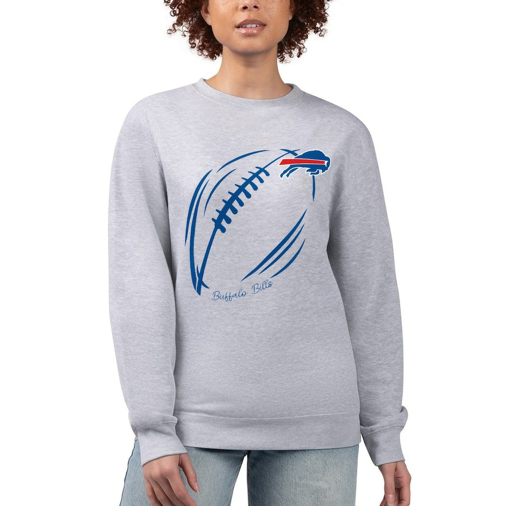 Buffalo Bills G-III 4Her by Carl Banks Women's Football Logo Graphic Fleece Tri-Blend Pullover Sweatshirt - Heather Gray Pullover