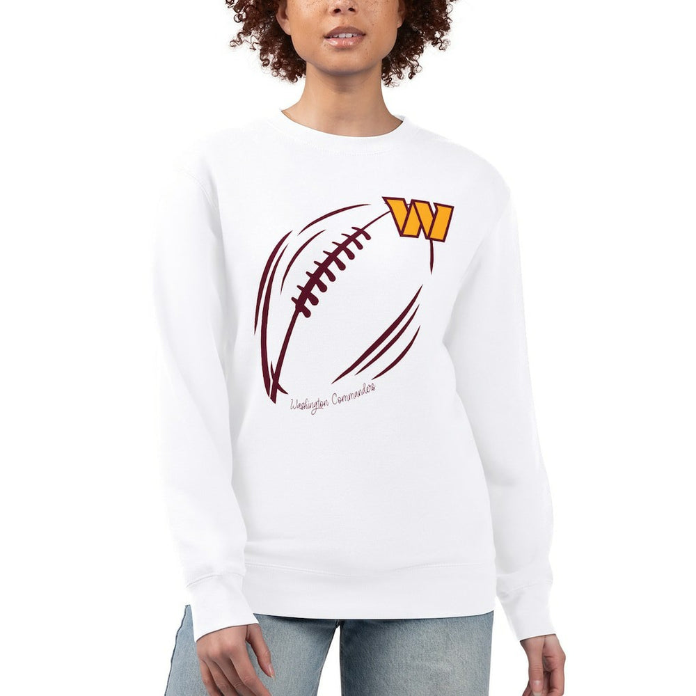 Washington Commanders G-III 4Her by Carl Banks Women's Football Logo Graphic Fleece Tri-Blend Pullover Sweatshirt - White Pullover