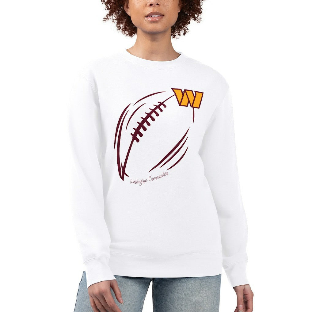 Washington Commanders G-III 4Her by Carl Banks Women's Football Logo Graphic Fleece Tri-Blend Pullover Sweatshirt - White Pullover