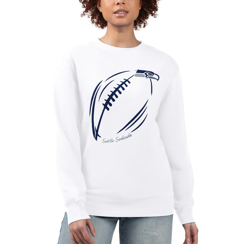 Seattle Seahawks G-III 4Her by Carl Banks Women's Football Logo Graphic Fleece Tri-Blend Pullover Sweatshirt - White Pullover