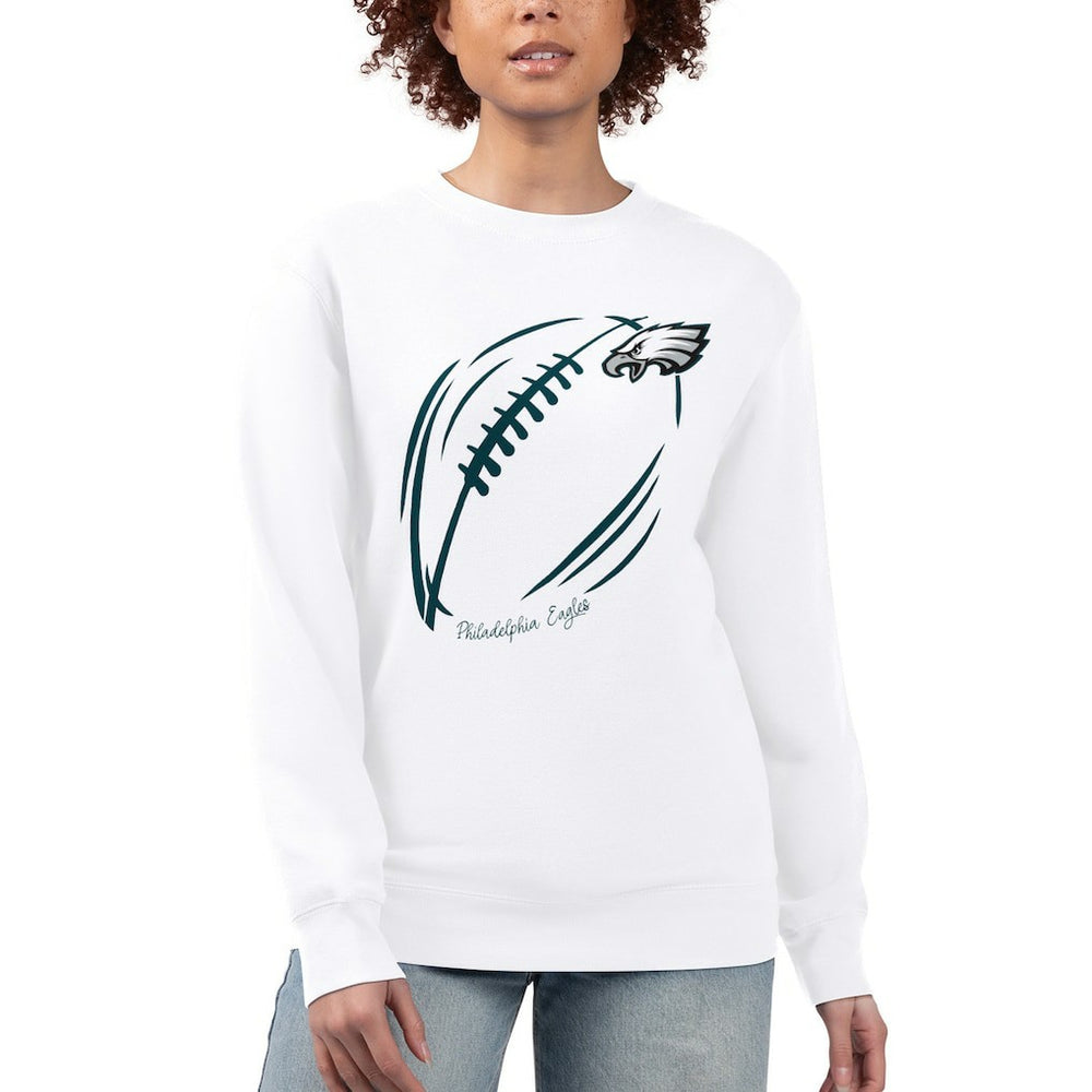 Philadelphia Eagles G-III 4Her by Carl Banks Women's Football Logo Graphic Fleece Tri-Blend Pullover Sweatshirt - White Pullover