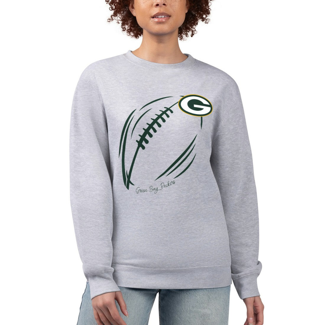 Green Bay Packers G-III 4Her by Carl Banks Women's Football Logo Graphic Fleece Tri-Blend Pullover Sweatshirt - Heather Gray Pullover