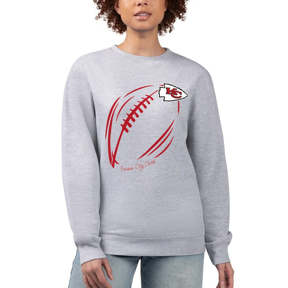 Kansas City Chiefs G-III 4Her by Carl Banks Women's Football Logo Graphic Fleece Tri-Blend Pullover Sweatshirt - Heather Gray Pullover