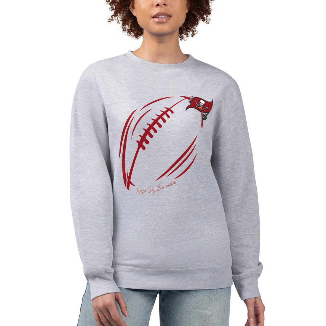 Tampa Bay Buccaneers G-III 4Her by Carl Banks Women's Football Logo Graphic Fleece Tri-Blend Pullover Sweatshirt - Heather Gray Pullover