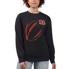 Cincinnati Bengals G-III 4Her by Carl Banks Women's Football Logo Graphic Fleece Tri-Blend Pullover Sweatshirt - Black Pullover