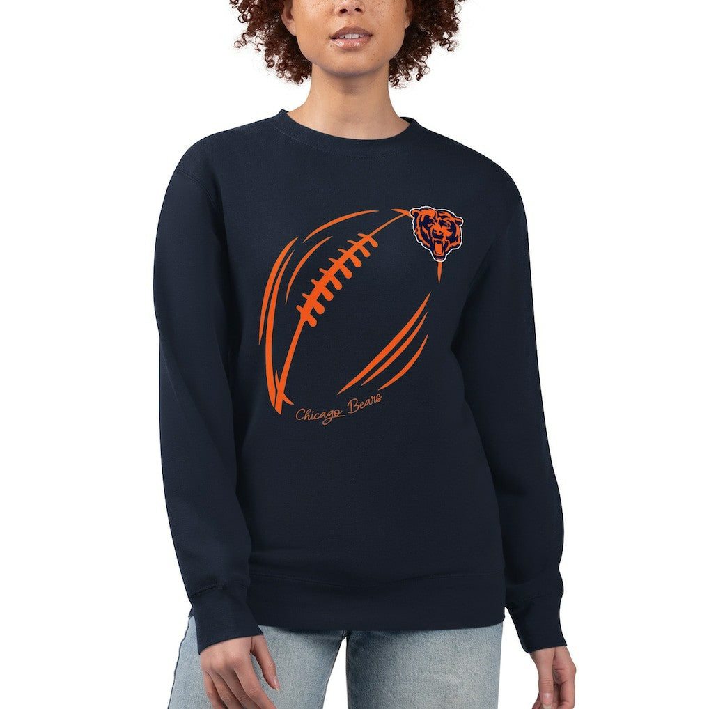 Chicago Bears G-III 4Her by Carl Banks Women's Football Logo Graphic Fleece Tri-Blend Pullover Sweatshirt - Navy Pullover