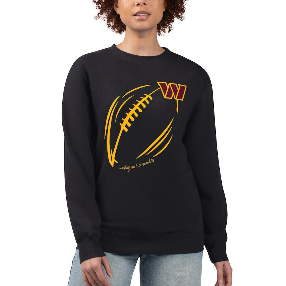 Washington Commanders G-III 4Her by Carl Banks Women's Football Logo Graphic Fleece Tri-Blend Pullover Sweatshirt - Black Pullover