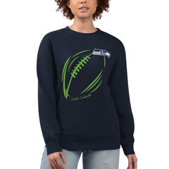Seattle Seahawks G-III 4Her by Carl Banks Women's Football Logo Graphic Fleece Tri-Blend Pullover Sweatshirt - Navy Pullover