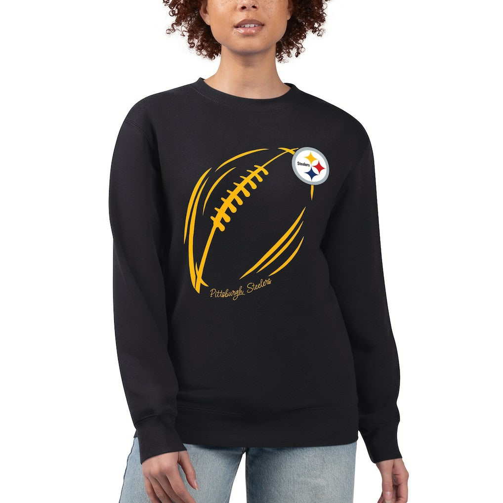 Pittsburgh Steelers G-III 4Her by Carl Banks Women's Football Logo Graphic Fleece Tri-Blend Pullover Sweatshirt - Black Pullover
