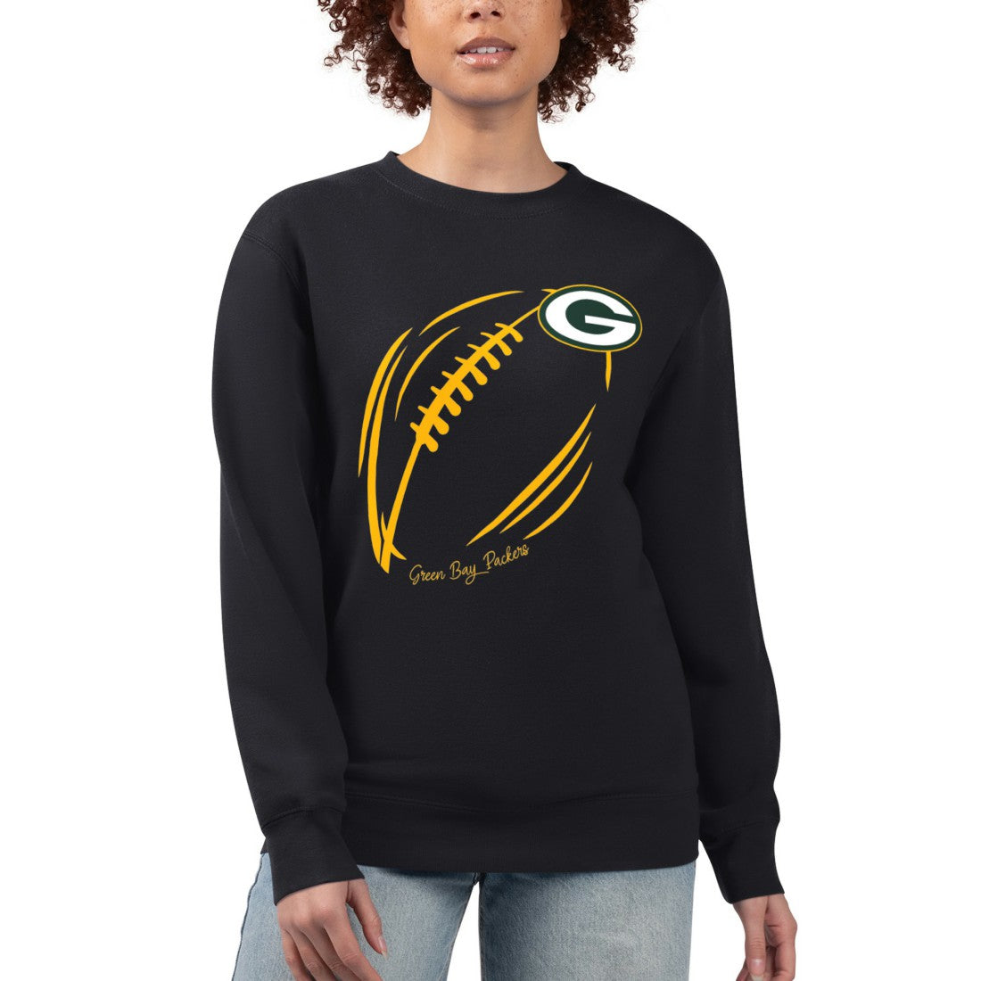 Green Bay Packers G-III 4Her by Carl Banks Women's Football Logo Graphic Fleece Tri-Blend Pullover Sweatshirt - Black Pullover