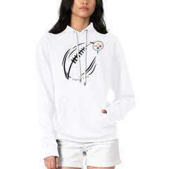 Pittsburgh Steelers G-III 4Her by Carl Banks Women's Football Logo Fleece Tri-Blend Pullover Hoodie - White Hoodies