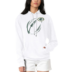 Green Bay Packers G-III 4Her by Carl Banks Women's Football Logo Fleece Tri-Blend Pullover Hoodie - White Hoodies