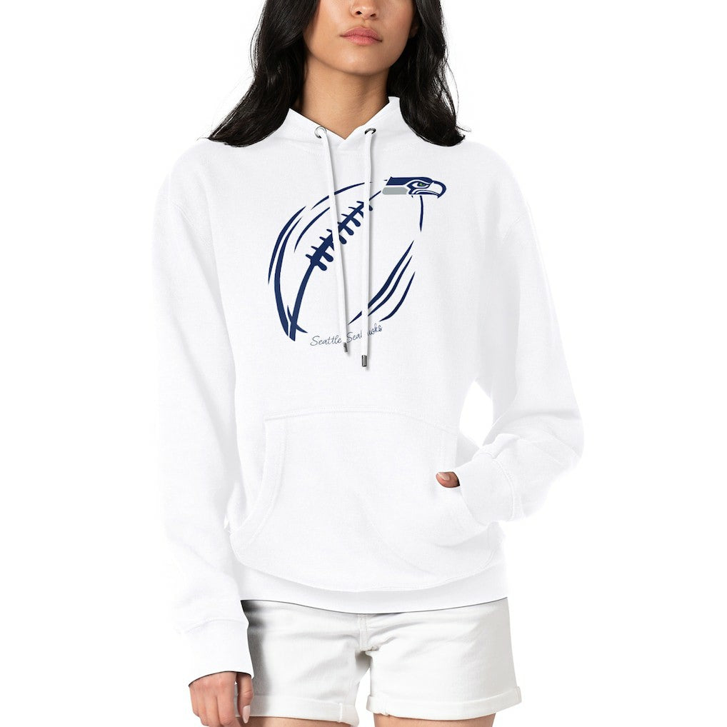 Seattle Seahawks G-III 4Her by Carl Banks Women's Football Logo Fleece Tri-Blend Pullover Hoodie - White Hoodies