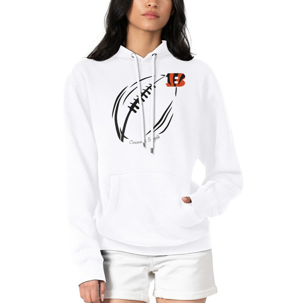 Cincinnati Bengals G-III 4Her by Carl Banks Women's Football Logo Fleece Tri-Blend Pullover Hoodie - White Hoodies