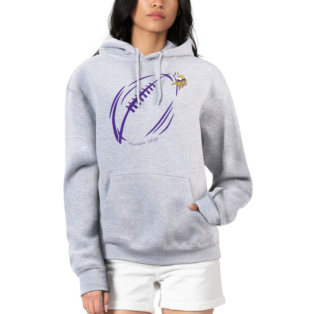 Minnesota Vikings G-III 4Her by Carl Banks Women's Football Logo Fleece Tri-Blend Pullover Hoodie - Heather Gray Hoodies