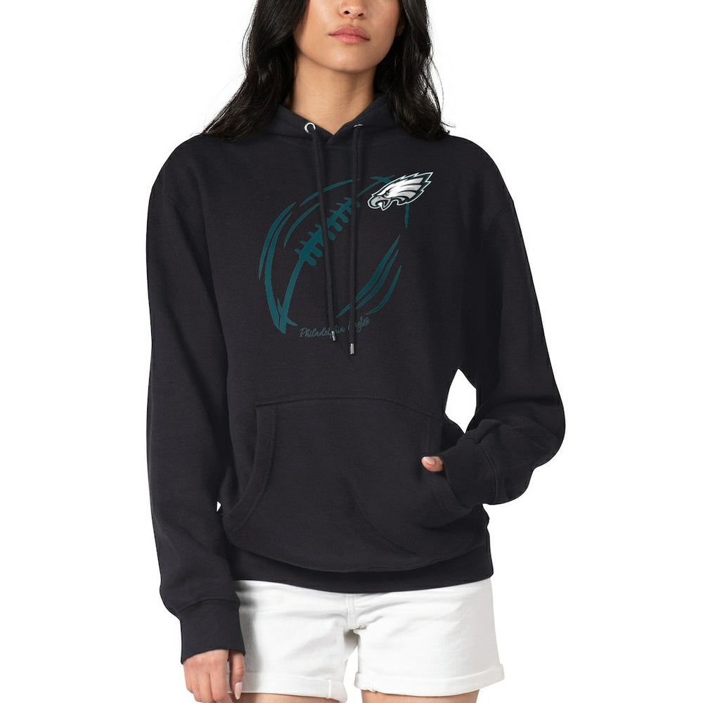 Philadelphia Eagles G-III 4Her by Carl Banks Women's Football Logo Fleece Tri-Blend Pullover Hoodie - Black Hoodies