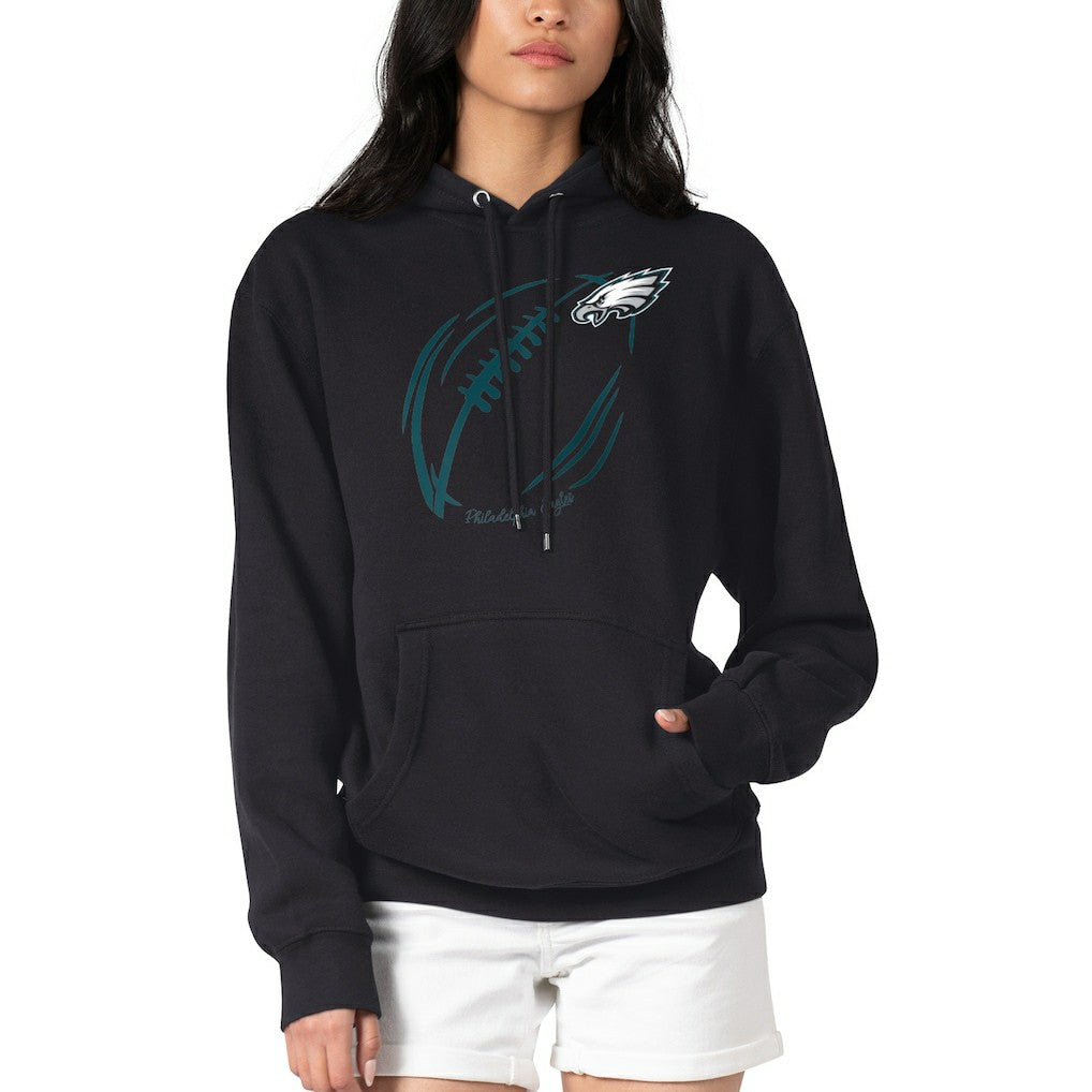 Philadelphia Eagles G-III 4Her by Carl Banks Women's Football Logo Fleece Tri-Blend Pullover Hoodie - Black Hoodies