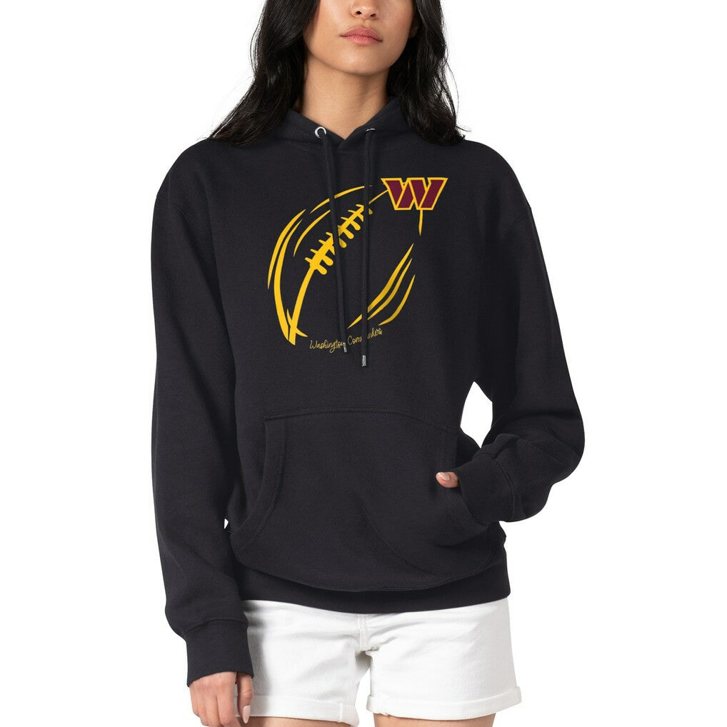 Washington Commanders G-III 4Her by Carl Banks Women's Football Logo Fleece Tri-Blend Pullover Hoodie - Black Hoodies